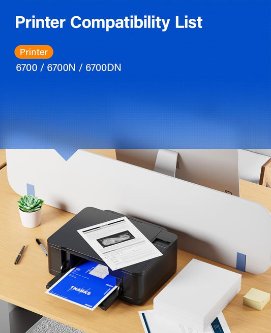 Phaser 6700 High Capacity Toner Cartridge Set 4-Pack Replacement for Xerox 106R01510 106R01507 106R01508 106R01509 Compatible with Xerox Phaser 6700 6700N 6700DN Printer Ink Black Cyan Magenta Yellow