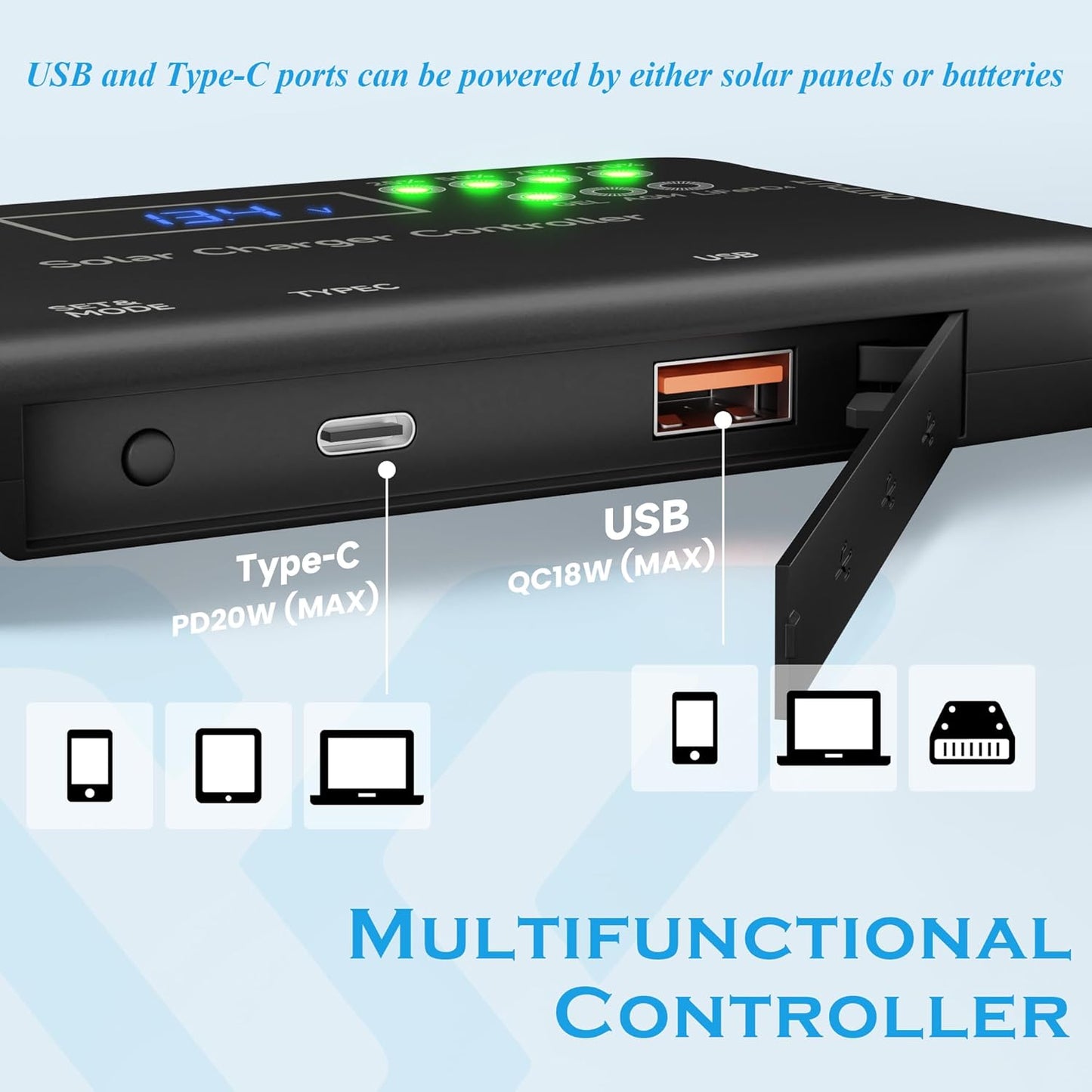 Solar Panel Charger Kit: 100W 12V Solar Panel with 20A Solar Charge Controller, Monocrystalline Solar Panel for RV Battery Car Trailer Marine Boat Caravan and Other Off Grid System
