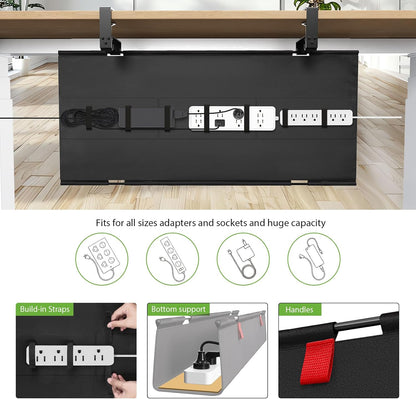 KEEGH Large 36" Under Desk Cable Management Tray - Under Desk Cord Organizer - Clamp/Screw Mount - Support Upto 70lbs - Fabric Wire Management - Gaming/PC Cable Raceways - Cord Hiders for Office/Home
