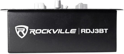 Rockville RDJ3BT 2 Channel DJ Mixer with USB, Bluetooth, Talkover, 4 Line Inputs