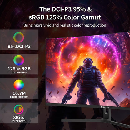 SANSUI 32-Inch Curved Gaming Monitor WQHD 2560 x 1440 180Hz Curved 1500R -1ms(OD), HDR, 300nits, sRGB 125%, DCI-P3 95%, FreeSync, HDMI x2, DP1.2x2(DP Cable Included)