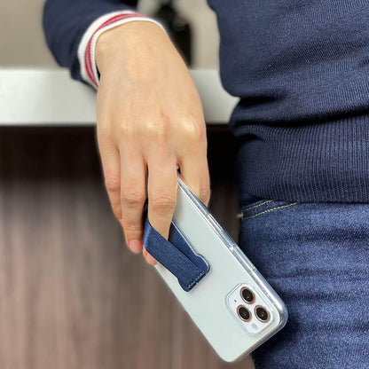 Phone Grip Holder for Hand, Universal Finger Strap Phone Holder, Finger Selfie Grip Compatible with Most Smartphones (Black Blue) -2Pack