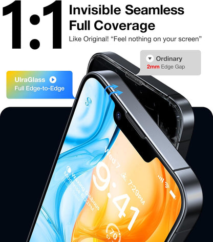 UltraGlass UNBREAK TOP 9H+ Glass for iPhone 16e Screen Protector (12FT Military Grade Shatterproof) Screen Protector 16e Tempered Glass (Longest Durable) Full Edge Coverage 6.1" 2 Pack