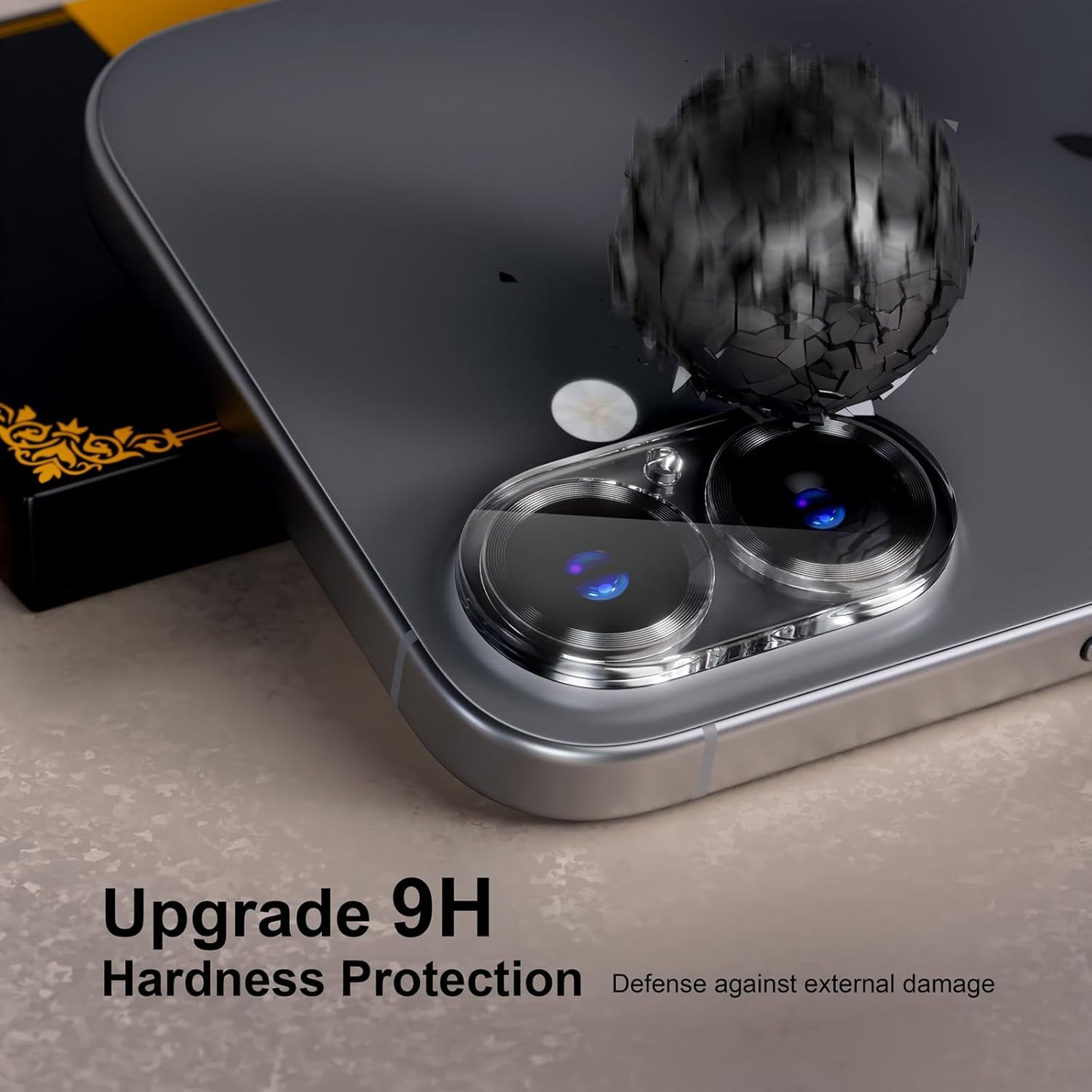 beuxece for 6 Pack iPhone 16 / iPhone 16 Plus Camera Lens Protector [Drop Protection] [Case Friendly] [Easy Installation] 9H Tempered Glass Camera Screen Protector Cover Accessories, CD Black