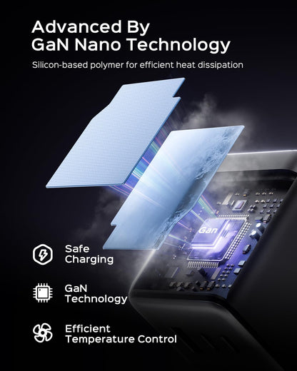 100W USB C Charger Block, 3-Port Compact Foldable Power Adapter USB Wall Charger for MacBook Pro/Air, Dell XPS, iPad Pro, iPhone Series, Galaxy S25/S24, and More (Black)