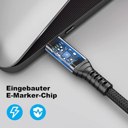 10FT USB-C 3.1 Gen 2 Cable 10Gbps Data Transfer, 60Hz Video Output, 4K Display,100W(5A),USB C Video Monitor Cable 100W PD Fast Charging Compatible with Thunderbolt3 MacBook iPhone 15 iPad