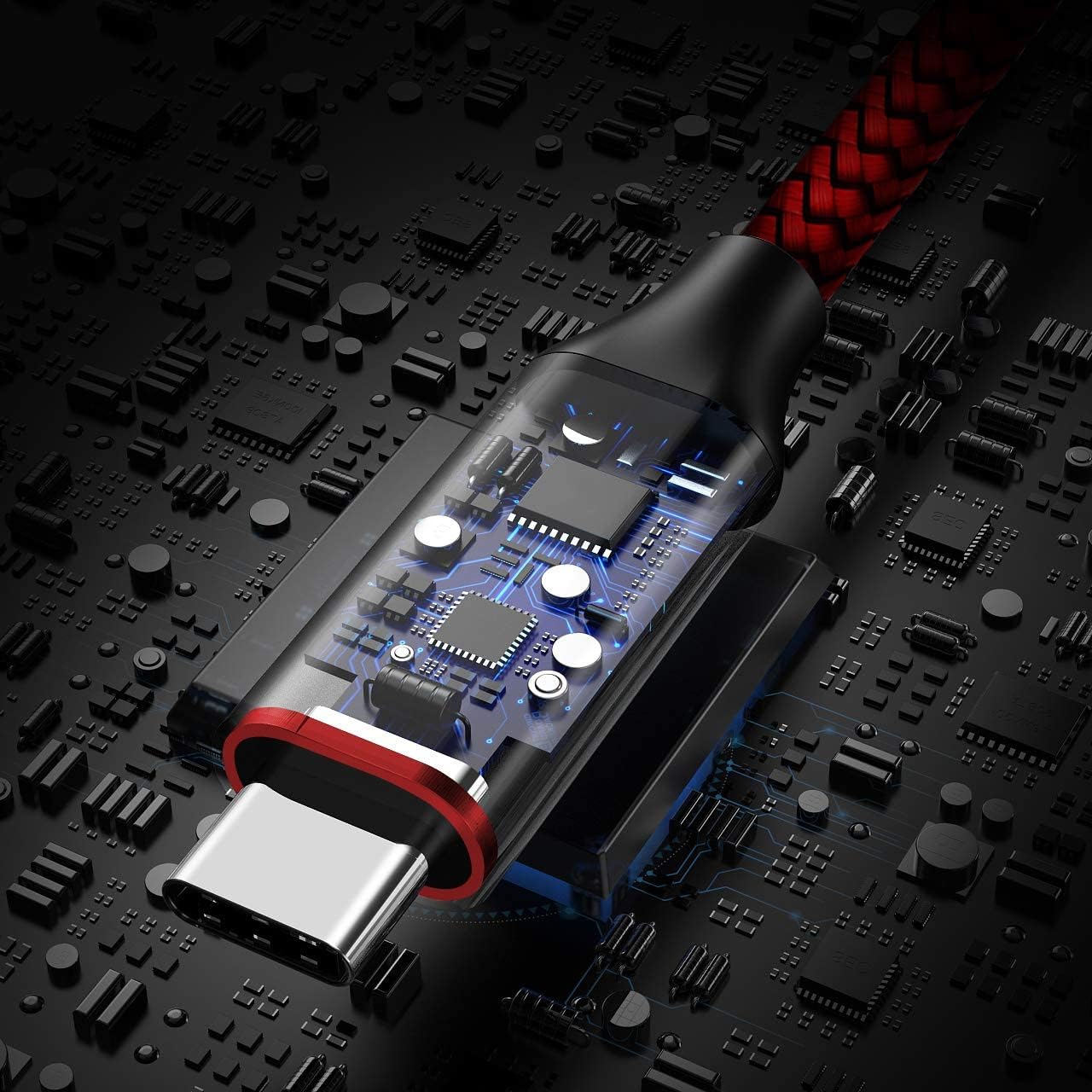 etguuds 4ft USB A to USB C Cable 3A Fast Charging, 2-Pack USB A to USB Type C Charger Cord for iPhone 16 15 Pro/Pro Max/Plus, for Samsung Galaxy S24 S23 S22 S21 S20 S10 A55 A54 Flip Note, Moto, Red