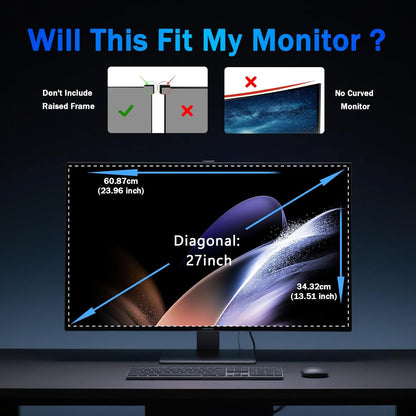 [2 Pack] Magnetic Computer Privacy Screen Filter 27 Inch for Frameless Monitor 16:9 Aspect Ratio, Removable Anti Glare Blue Light Protector, Double Sided Reversible Eye Care 27in Film