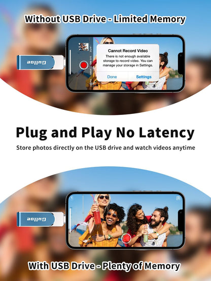 Gulloe 512GB Flash Drive Intended for iPhone, Memory Stick Storage for Photos and Videos Backup, Compatible with iPhone iPad Android PC, Plug and Play, No Application Required (Navy Blue)