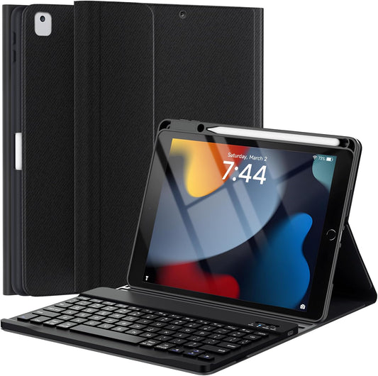 OYEEICE Keyboard Case for iPad 9th Generation - Wireless Detachable Keyboard Folio Cover with Pencil Holder for iPad 9th/8th/7th Gen 10.2 inch, iPad Pro 10.5" & iPad Air 3rd Gen - Black
