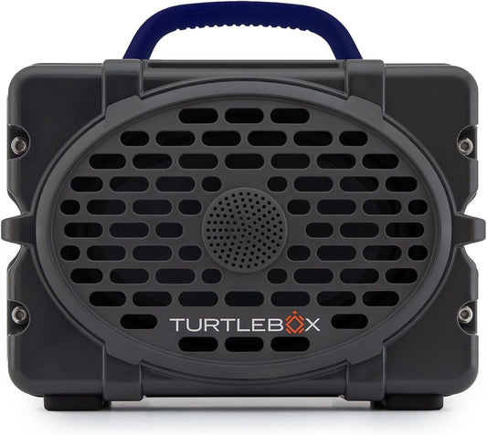 Turtlebox Original Gen 3: Portable Outdoor Bluetooth Speaker – Ultra-Loud (120dB), Waterproof (IP67), Rugged, Impact-Resistant, 3-Day Battery | Party Mode: Unlimited Pairing Stereo, Gray/Navy