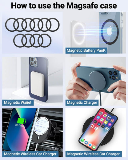 for Magsafe Ring - 10 PCS, Ultra-Thin(0.4mm) Magsafe Sticker, Compatible with iPhone 15 Pro Max, 15 Pro, 15/14/13/12 Series, Samsung Galaxy, Google Pixel Series Black