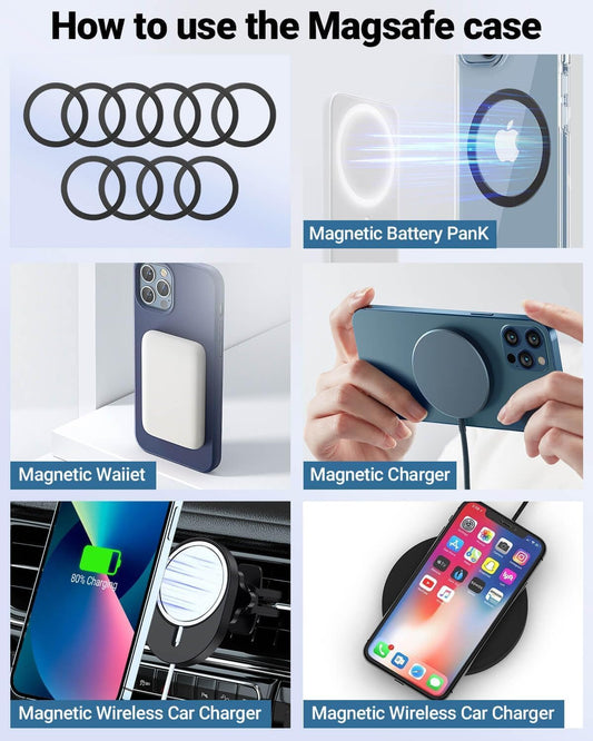 for Magsafe Ring - 10 PCS, Ultra-Thin(0.4mm) Magsafe Sticker, Compatible with iPhone 15 Pro Max, 15 Pro, 15/14/13/12 Series, Samsung Galaxy, Google Pixel Series Black