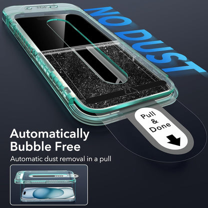 ESR 3+2 Pack for iPhone 15 Plus Screen Protector, [9H Hardness] [Military Grade Shatterproof] Full Coverage Ultra-tough Tempered Glass Film with Flawless Fit Tray, 2 Set of Camera Lens Protector