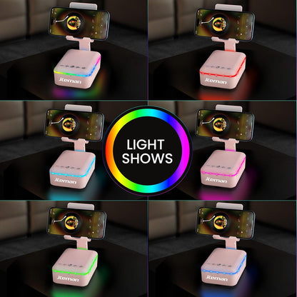 JTEMAN Gifts for Men Women,Cell Phone Stand with Bluetooth Speaker and LED Light,Cool Tech Gadgets,Unique Birthday Gifts for Men Husband Mom Dad-Pink
