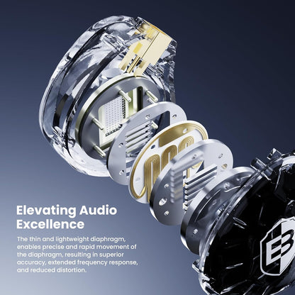 BASN ASONE 14.2mm Planar Driver in-Ear Monitors Earphone with Two Detachable MMCX Cables for Musicians Drummers Bass Players Singers(Black)