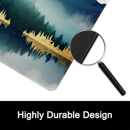 ITNRSIIET Mouse Pad with Stitched Edge Premium Textured Smooth Precise Operation Waterproof Washable Non-Slip Rubber Base Desktop Protection Mat, 10.2×8.3×0.12 inches, Landscape Forest