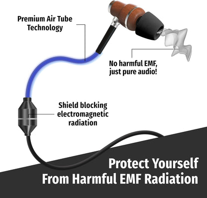 Symphonized Premium Wooden Airtube Headphones EMF Earbuds, 3D Sound, Microphone Volume Control, 8mm Bass Drivers Granting High Audio Quality 3.5mm Jack