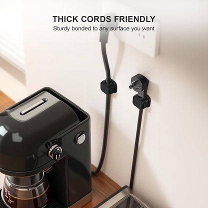 6 Pack Magnetic Cable Clip Organizer Cord Holder, Picozon Adhesive Cable Management, Wire Phone USB Charger Cable Holder Keeper Organizer for Car, Office Home Desktop, Wall, Night Table - Black