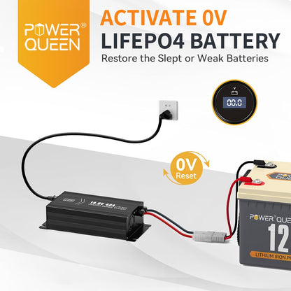 Power Queen 12V 100Ah Group 24 LiFePO4 Lithium Battery with 12V 40A LiFePO4 Battery Charger, Deep Cycle Battery 100A BMS, Max 1280Wh Energy, Up to 15000 Cycles for RV, Solar, Trolling Motor & Camping