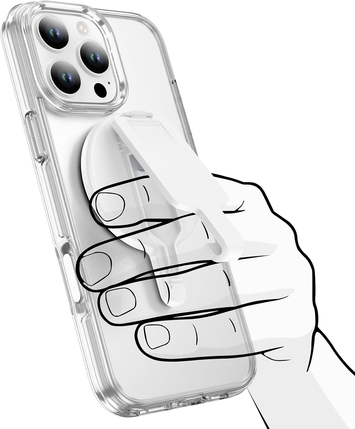 BAISRKE Magnetic Belt Clip Phone Holder, Strong Magnetic Waist Clip Compatible with Phone Cases, Portable & Versatile Accessory for Travel & Outdoor Use - White