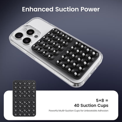 2PCS Silicone Suction Cup Phone Case Mount Double Sided, Hands-Free Phone Accessories Holder for Selfies and Videos, Silicon Sticky Phone Grip for iPhone and Android, Transparent&Black