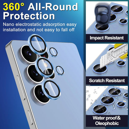 for Samsung Galaxy S25 Ultra Camera Lens Protector, Individual Metal Ring Tempered Glass Lens Cover, [Strong Adsorption] Scratch Resistant Ultra-Thin HD Clear Lens Cover, 1 Set-Blue