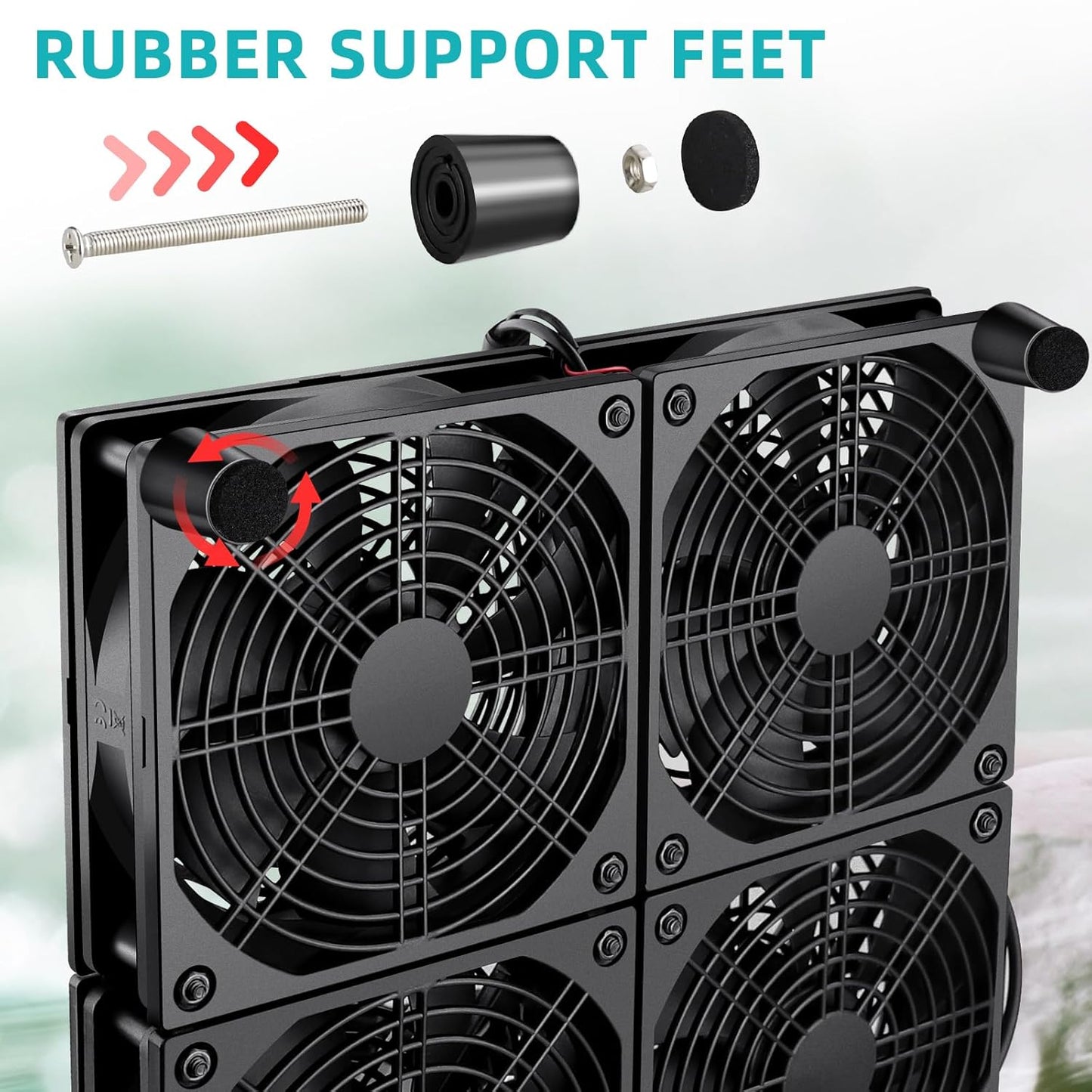 Wathai 120mm x 4 Router TV Box Fan 110v - 240v Big Airflow with Speed Control for DIY Gaming Consoles, Amplifiers, Xbox, Laptop Stand, Mining Machines Devices Cooling