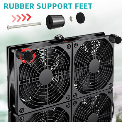 Wathai 120mm x 4 Router TV Box Fan 110v - 240v Big Airflow with Speed Control for DIY Gaming Consoles, Amplifiers, Xbox, Laptop Stand, Mining Machines Devices Cooling