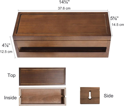 Changsuo Cable Management Box Wooden Cord Organizer Box for Extension Cord Power Stripe Surge Protector Wire Management Concealer Cover Hider for Desktop Home Office Kitchen (Brown)