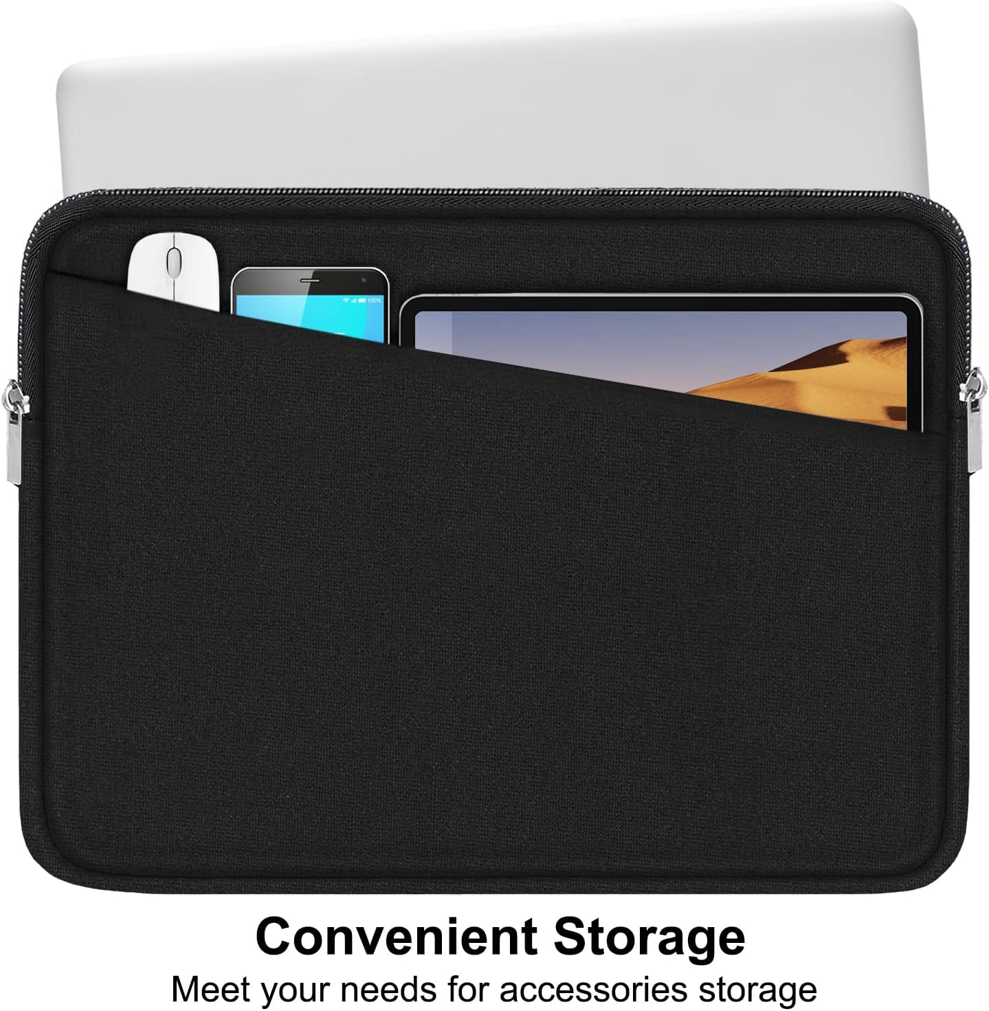 Laptop Sleeve Case 13.3 Inch, Durable 14 Inch Laptop Case Computer Carrying Bag Protective Cover Compatible with 13 14 inch MacBook Pro, MacBook Air, Dell, HP, Lenovo, Notebook, Computer, Black