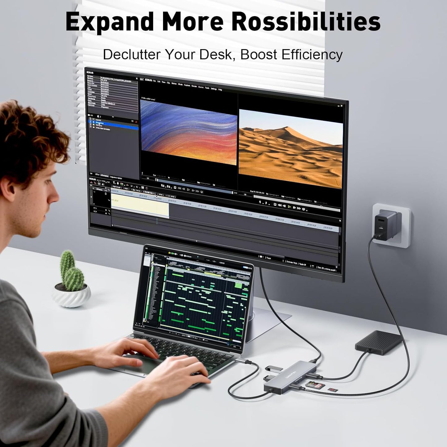 9-in-1 USB C Hub, 4K60Hz HDMI Multiport Adapter with 2 USB-C 5Gbps, 100W PD Charging, 3 USB-A Ports, SD/TF Card Reader, USBC Dock Dongle for MacBook Pro/Air, iPad Pro, Dell, HP, Laptop