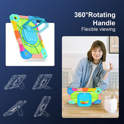 for Galaxy Tab A9 Plus Case 11 Inch, Rugged Case for Samsung Galaxy A9+ Tablet with Screen Protector 360 Rotating Stand Shoulder Strap Pen Holder, 2023 Model(SM-X210/X216/218), Rainbow Green