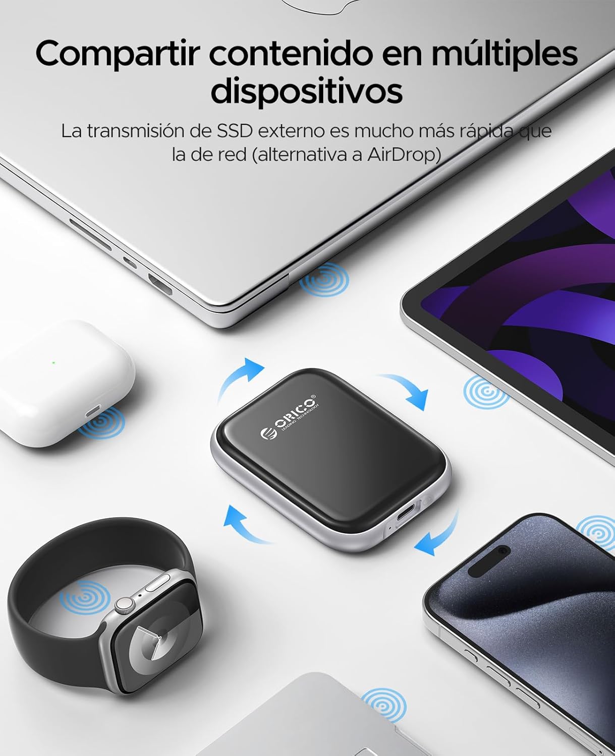 ORICO 512GB External SSD Up to 2000MB/s Portable Solid State Drive, USB 3.2 Gen 2x2 20Gbps with 2 in 1 USB C Cable, Compatibility with MacBook, iPad, iPhone 15, PSSD - A20