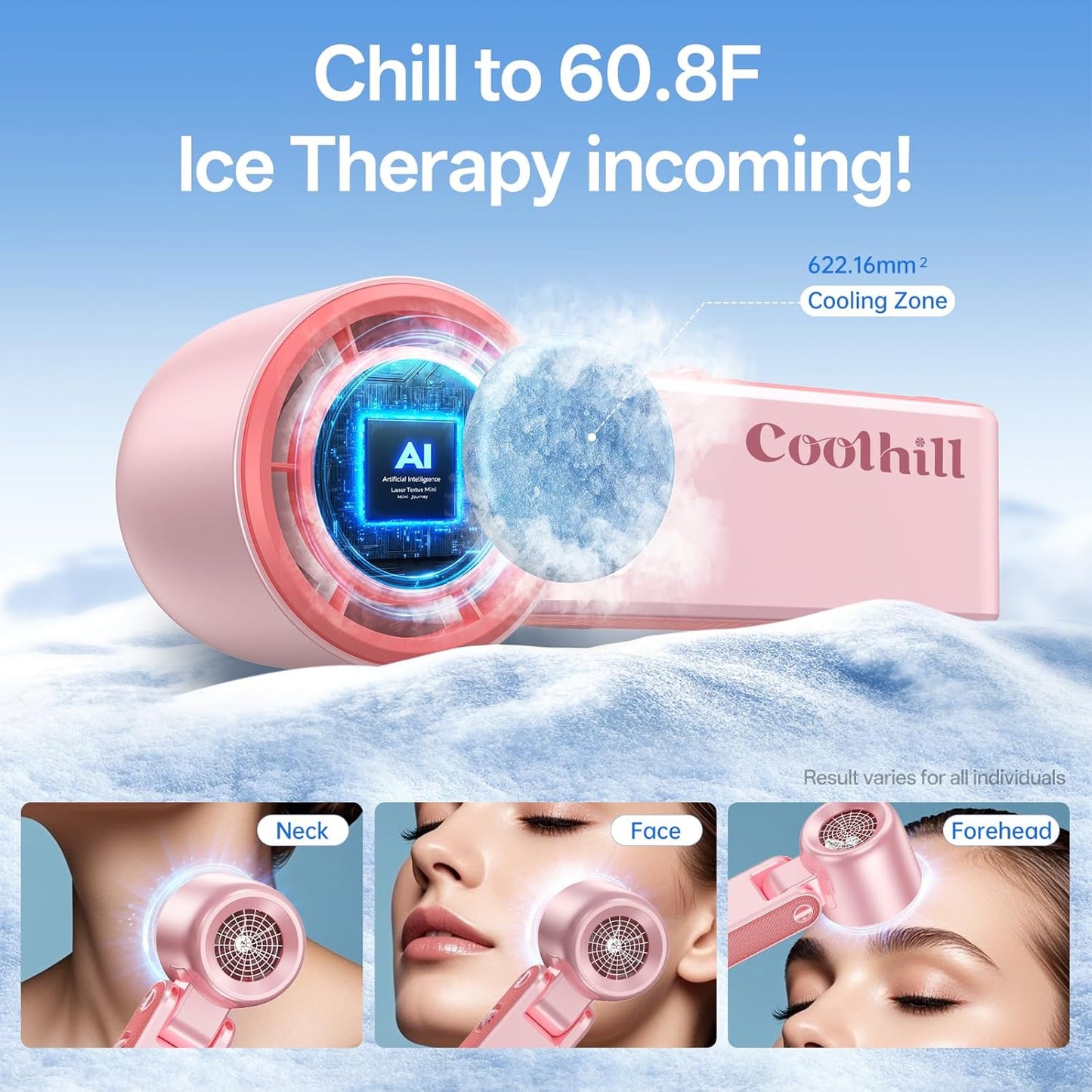 Handheld Portable Fan with Ice Cooler: 100-Speed 5500mAh Rechargeable Handheld Fan, 12H Time Hand Cooling Personal Fans with 20000 RPM Air Turbo Tech for Travel Outdoor (Pink)