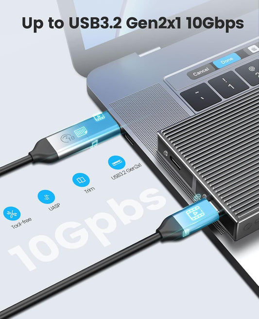 ORICO Dual M.2 NVMe SSD Enclosure, USB C to M2 Adapter for M Key PCIe 2230/2242/2260/2280 M.2 SSDs,Tool-Free Installation Aluminum SSDs Reader Support Trim and UASP up to 2x4TB-BM2-2N