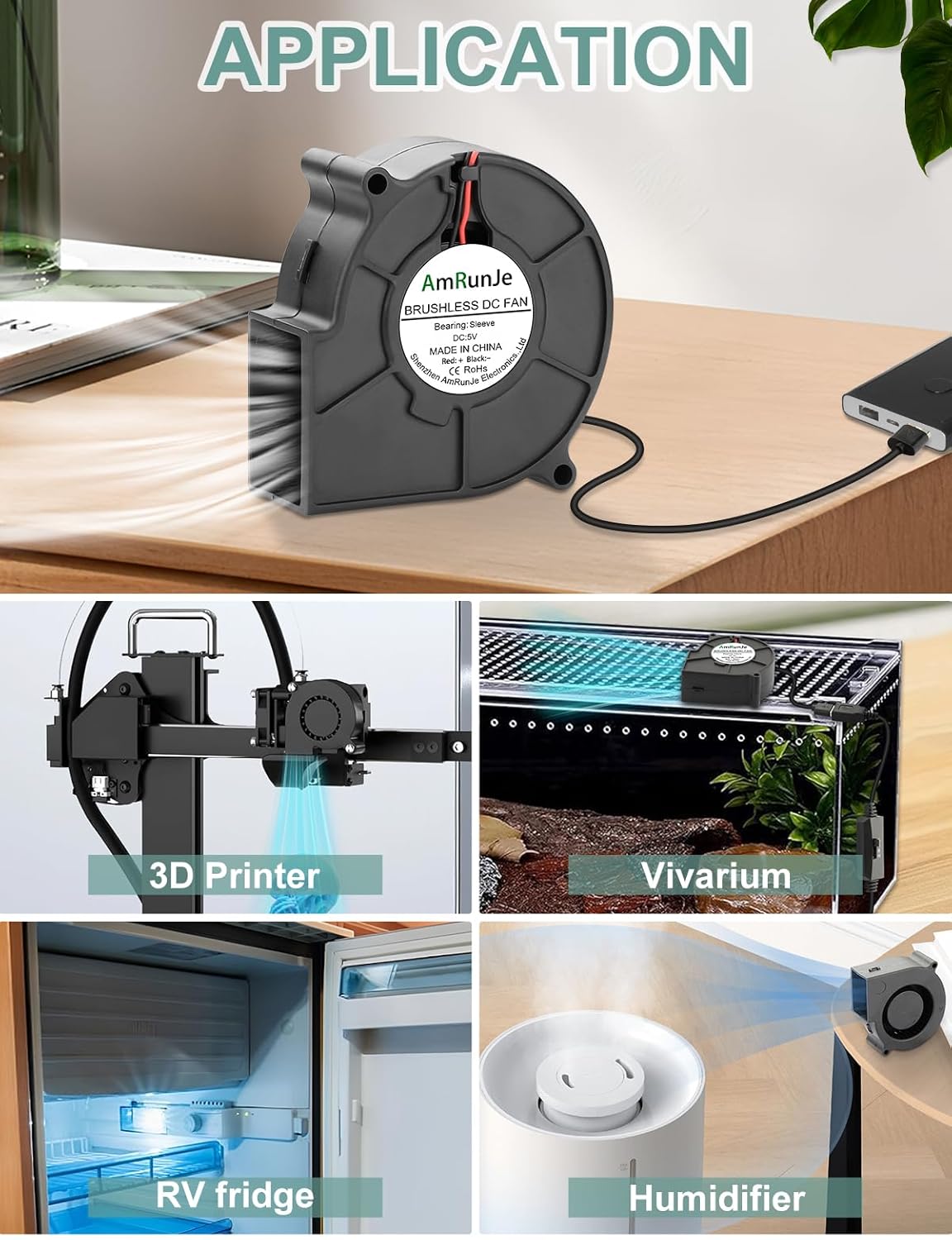 75mm x 30mm USB Blower Fan 5V Turbine Centrifugal Blower Fan for Cooling DIY Computer Case PC 3D Printer Electronics Cabinet Helmet Laptop Game Consoles