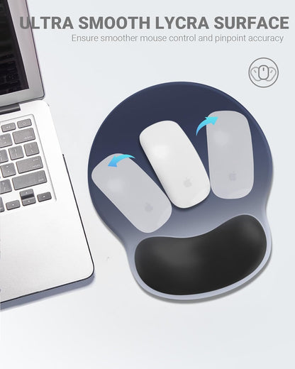 Ergonomic Mouse Pad with Wrist Rest, Large Mousepad(10.6'' x 9''), Wrist Support Mouse Mat with Non-Slip Base, Pain Relief for Laptop & Computer(Gradient Blue Black)