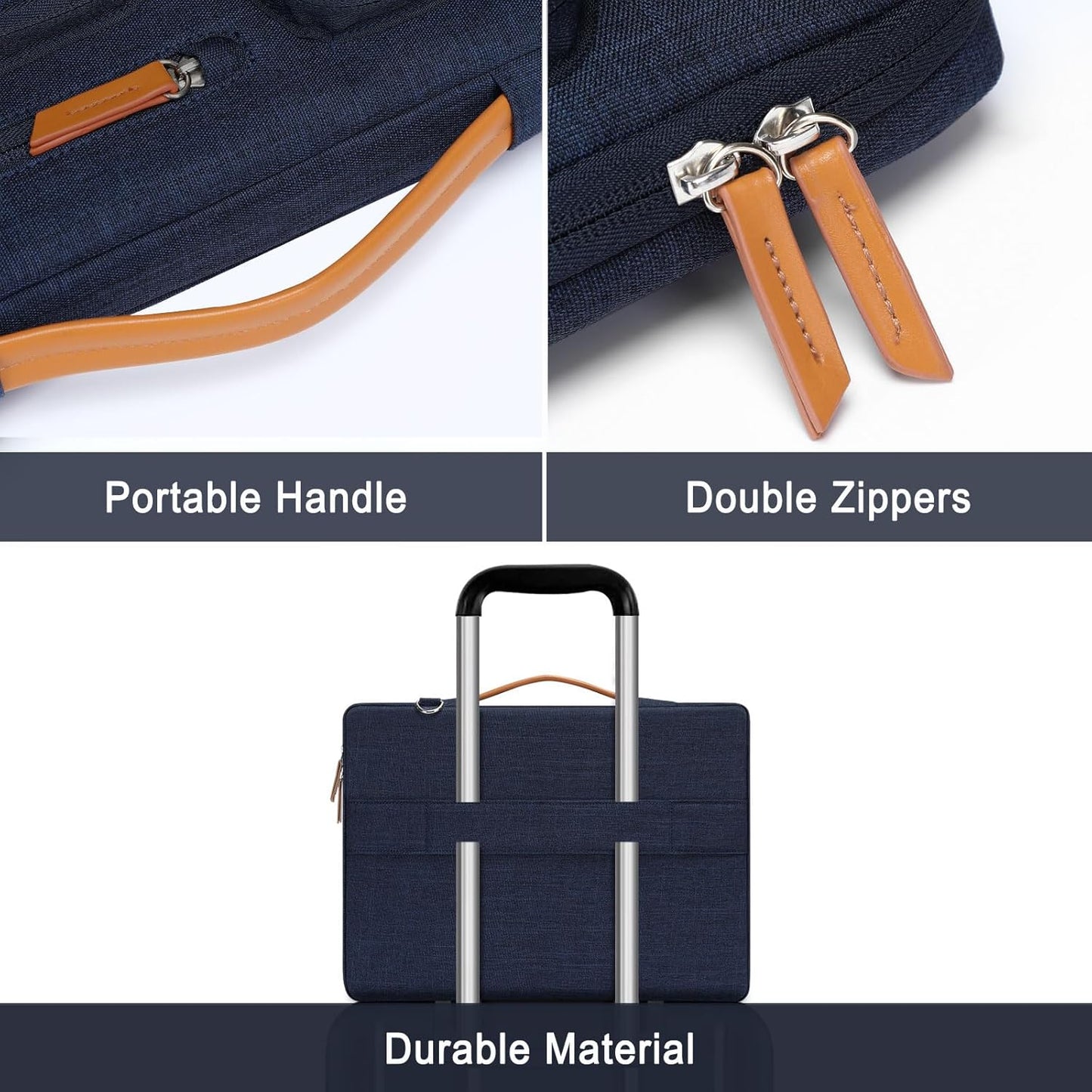 MOSISO 360 Protective Laptop Shoulder Bag,17-17.3 inch Computer Bag Compatible with MacBook, HP, Dell, Lenovo, Asus Notebook,Side Open Messenger Bag with 4 Zipper Pockets&Handle, Navy Blue