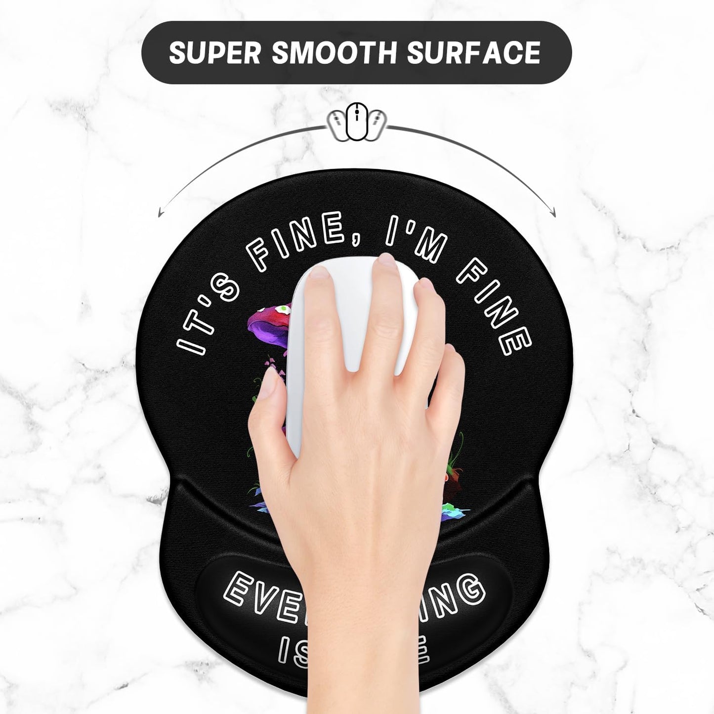 ITNRSIIET Ergonomic Mouse Pad with Gel Wrist Support Small Wrist Rest Smooth Surface Non-Slip PU Base Comfortable Office Supplies Pain Relief, 8.7 x 7.2 inches, Unhappy Frog