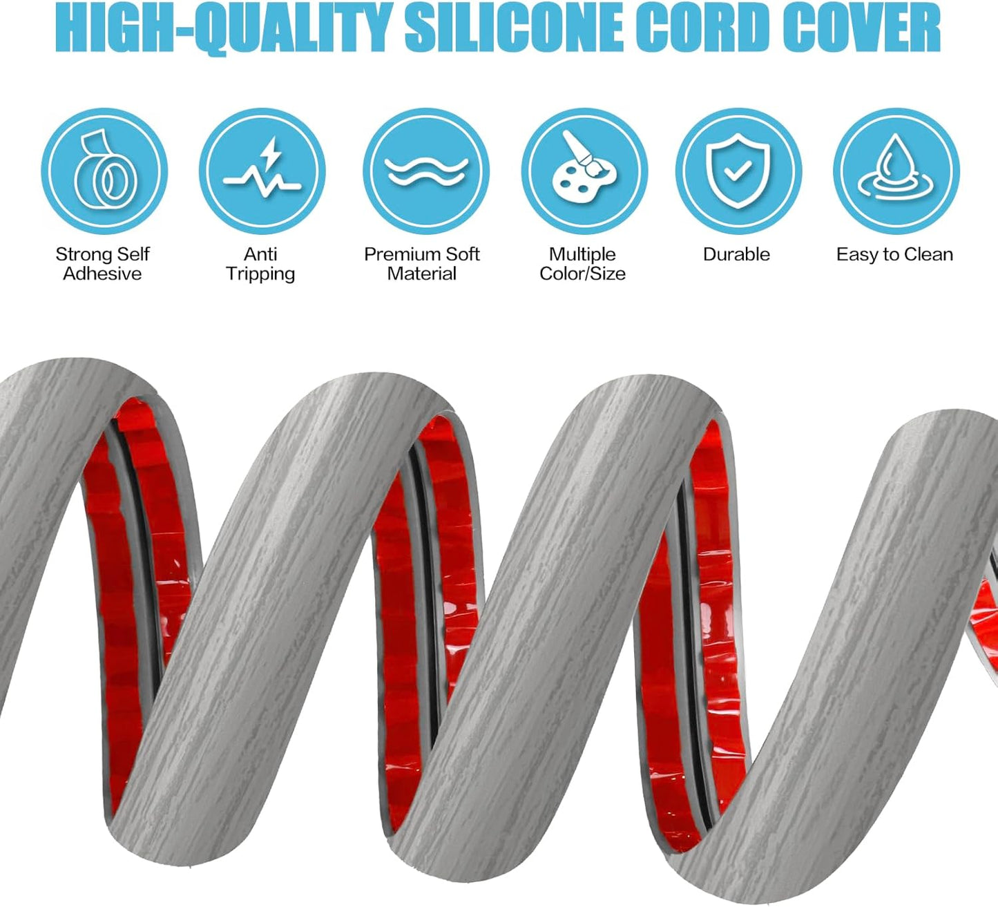 Floor Cord Cover Cavity 0.8"x0.37" Self Adhesive Cord Hider, 3.3FT Low Profile Cable Management, Extension Strip Protector for Wires, Prevent Cable Trips for Offices, Gyms, Exhibitions (Gray Wood