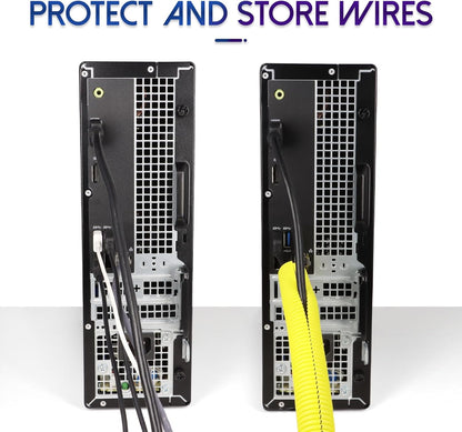 Split Wire Loom Tubing, 10,25ft Cord Protectors from Pets No Chew, Flexible Wire Covers Cord Protectors, Protective Split Cable Sleeve for Automotive Home Industrial Wires(Yellow, 1.12inch-25ft)