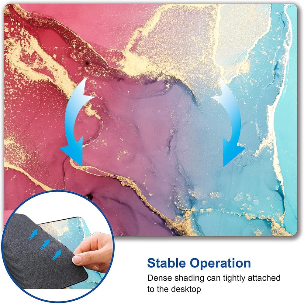 Mouse Pad, Cute Colorful Marble Mouse Pads with Design, Square Washable Cloth Personalized Mouse Mat, Gaming Office Home Non-Slip Rubber Base Computer Mousepad