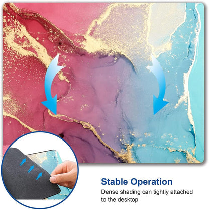 Mouse Pad, Cute Colorful Marble Mouse Pads with Design, Square Washable Cloth Personalized Mouse Mat, Gaming Office Home Non-Slip Rubber Base Computer Mousepad
