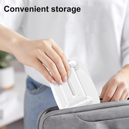 DEERLAMN Cell Phone Stand for Desk, Height Adjustable Cell Phone Holder Portable Desktop Stand, Travel Home Office Desk Accessories Compatible with iPhone 16/15/14/13/12/11 All Smartphone - White