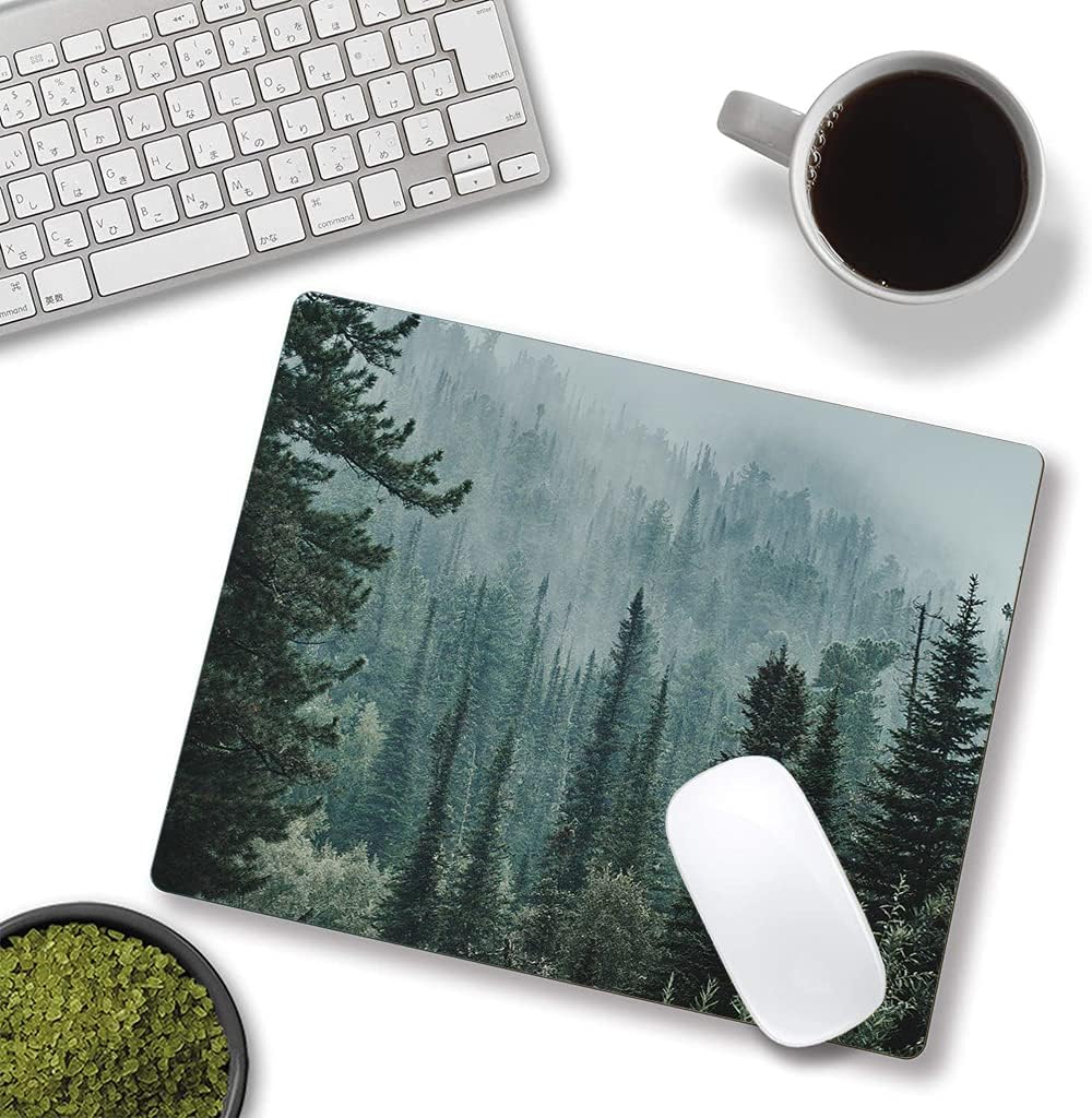 Mouse Pad, Mist Forest Mouse Pad, Washable Square Cloth Mousepad for Gaming Office Laptop, Non-Slip Rubber Computer Mouse Pads for Wireless Mouse, Cute Mouse Pads for Desk, Natural Landscape