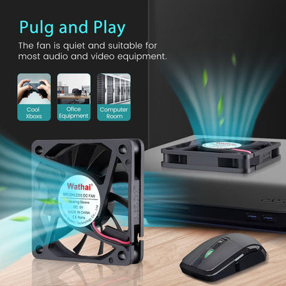 2 Packs Wathai 60mm x 10mm USB Computer Fan 5V with Speed Control DC Brushless Cooling Fans for Charger PC Case Router Raspberry Pi Radiator Cooler Ventilation