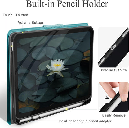 auaua Case for iPad (A16) 11th Generation 11 Inch 2025, iPad 10th Generation 10.9 Inch 2022, with Pencil Holder, Auto Sleep/Wake, Adjustable Stand, PU Leather (Green)