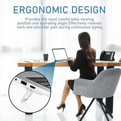 Bewudy 2 Pcs Portable Keyboard Riser With Dual Tilt Angle Adjustment, Foldable Laptop Stand, Mini Computer Stand for Desk, Self-Adhesive Feet for Most Keyboards (Silver)