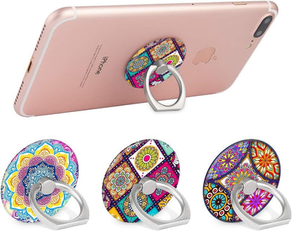 Bonoma Cell Phone Ring Holder Stand, 3 Pack Colorful Mandala 360 Rotation Universal Smartphone Ring Grip Stand Compatible with Smartphones and Tablets